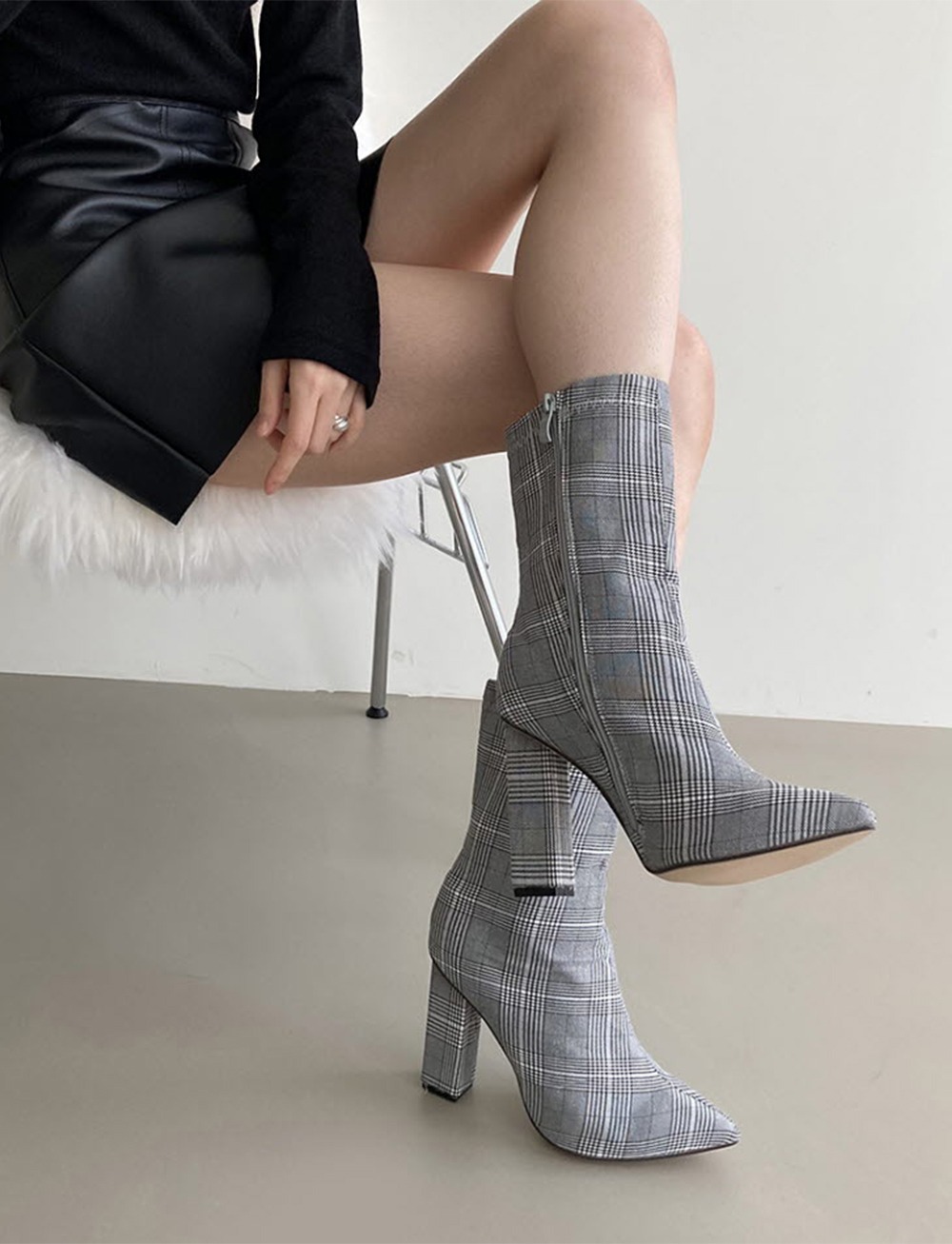 Kate Check Boots Heels