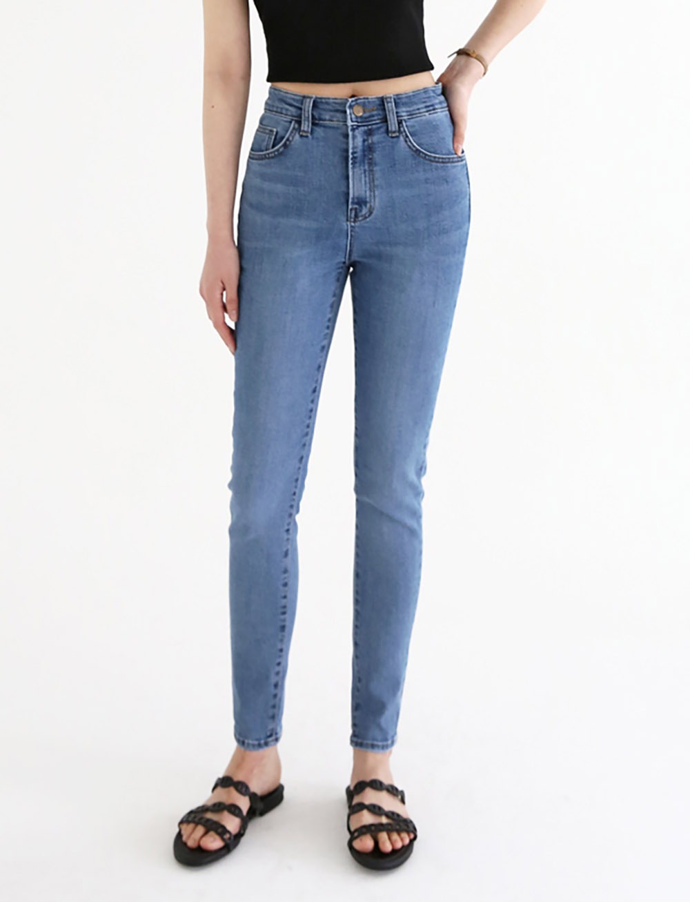 record washed skinny jeans