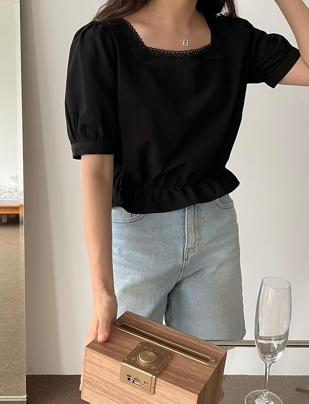 Dewee square-neck blouse
