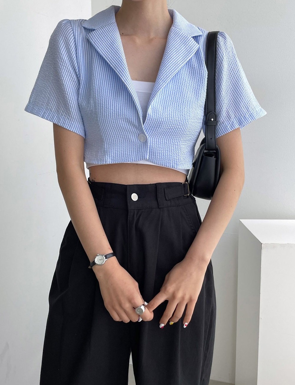 cotton candy cropped blouse
