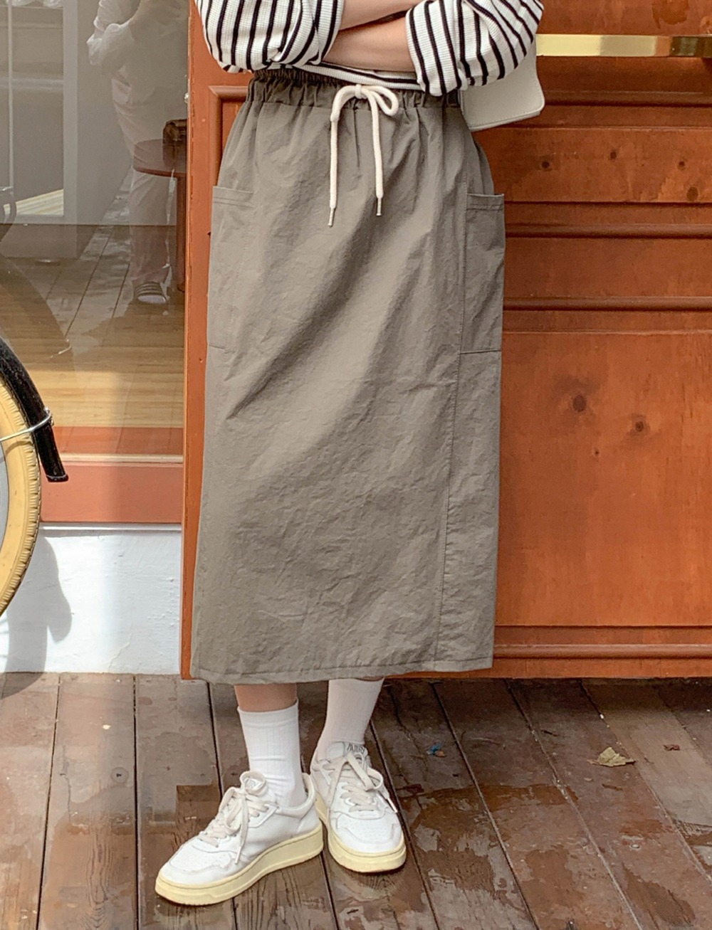 Waffle Big Pocket Banding Skirt